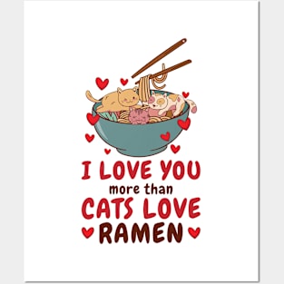 Ramen Valentine's Day February Cat Foodie Posters and Art